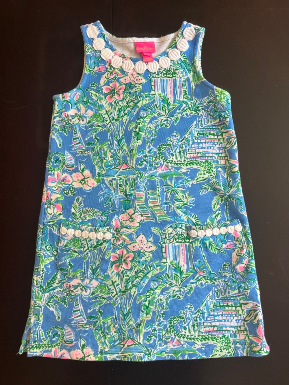 Lilly Pulitzer Blue Tropical Print Tank Dress with Pink & Green Accents